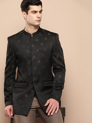 INVICTUS Self Design Single Breasted Formal Men Blazer(Black)
