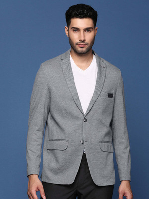 SHOWOFFFF Solid Single Breasted Casual Men Blazer(Grey)