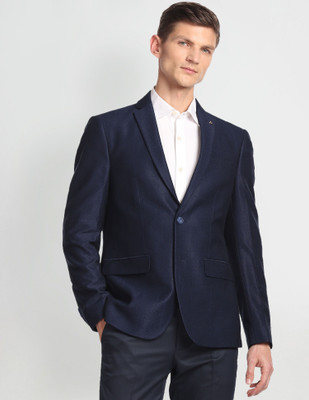 ARROW Solid Single Breasted Formal Men Blazer(Blue)