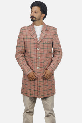 gargian master cut Checkered Single Breasted Casual, Party Men Blazer(Red)