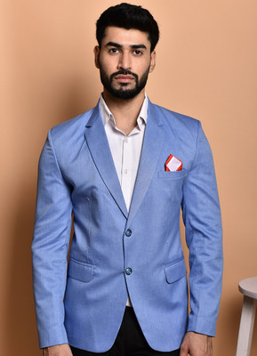 PRINT CULTR Solid Single Breasted Casual Men Blazer(Blue)