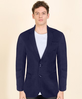 TUPLES Solid Single Breasted Formal Men Blazer(Blue)