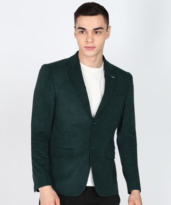 KILLER Solid Single Breasted Casual Men Blazer(Dark Green)