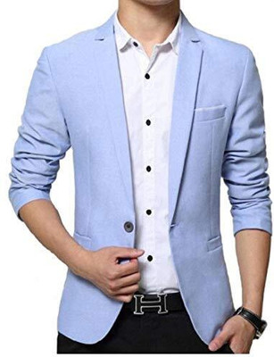 Silver magnate Solid Single Breasted Casual, Formal, Festive & Wedding Men Blazer(Light Blue)