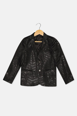 Allen Solly Embellished Single Breasted Party Boys Blazer(Black)