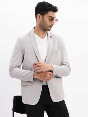 SHOWOFFFF Solid Single Breasted Casual Men Blazer(Grey)