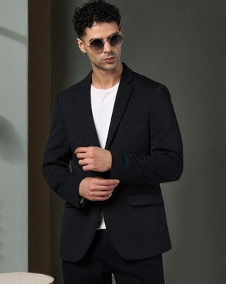 PERFECT PRODUCTIONS Solid Single Breasted Formal Men Blazer(Black)