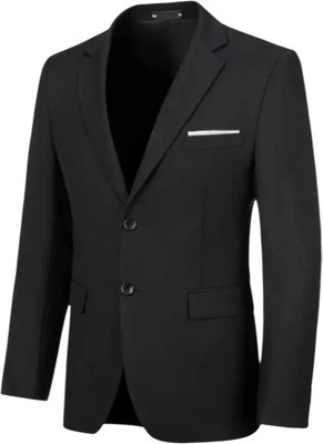 Royal Touchh Solid Single Breasted Casual, Formal, Festive & Wedding Men Blazer(Black)
