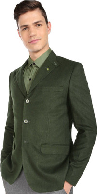 AD by Arvind Checkered Single Breasted Formal Men Blazer(Green)