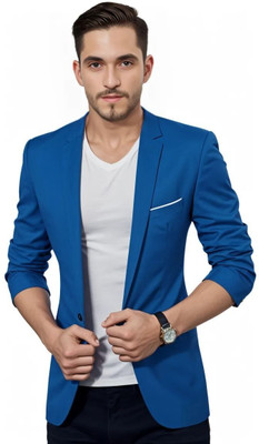 HUMJOLI FASHION Solid Single Breasted Formal, Casual, Festive, Wedding Men Blazer(Blue)