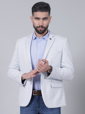 CANTABIL Self Design Single Breasted Casual Men Blazer(Blue)