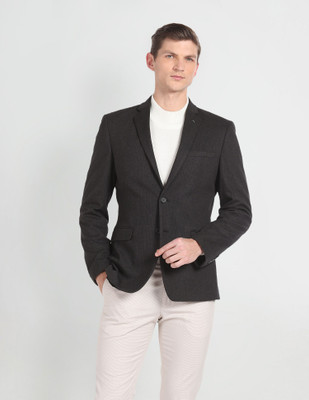 ARROW Solid Single Breasted Formal Men Blazer(Grey)