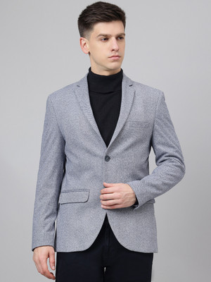 RICHLOOK Solid Single Breasted Casual Men Blazer(Grey)