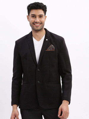 SHOWOFFFF Solid Single Breasted Casual Men Blazer(Black)