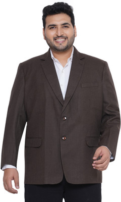 Santonio Solid Single Breasted Formal Men Blazer(Brown)