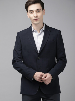 ARROW Checkered Single Breasted Formal Men Blazer(Dark Blue)