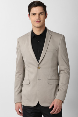 PETER ENGLAND Self Design Single Breasted Formal Men Blazer(Beige)