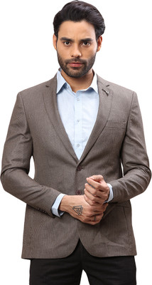 Raymond Solid Double Breasted Formal Men Blazer(Brown)