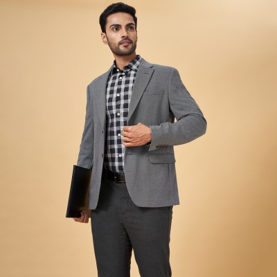 Byford by Pantaloons Printed Single Breasted Sports Men Blazer(Grey)