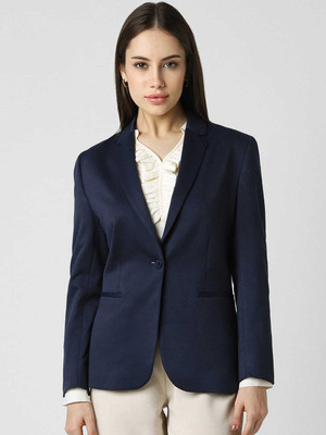 Sector Z Solid Mandarin Formal Women Blazer(Dark Blue)