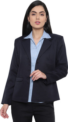 Blue Ronin Solid Single Breasted Casual Women Blazer(Black)