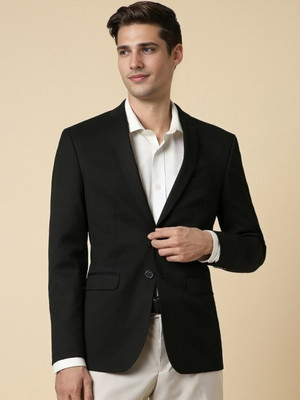 PP Vastram Solid Single Breasted Formal Men Blazer(Black)