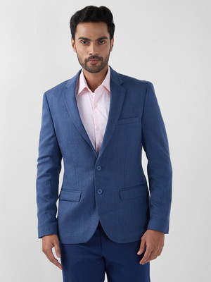 Raymond Self Design Single Breasted Formal Men Blazer(Dark Blue)
