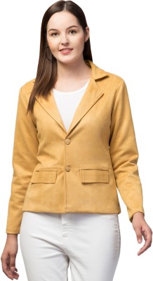 Navelly Solid Single Breasted Casual Women Blazer(Yellow)