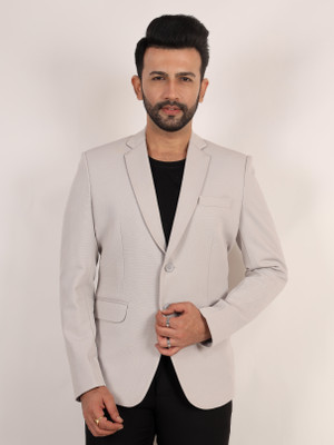Raxon Solid Single Breasted Casual, Formal, Wedding Men Blazer(Grey)