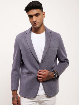 SHOWOFFFF Solid Single Breasted Casual Men Blazer(Grey)