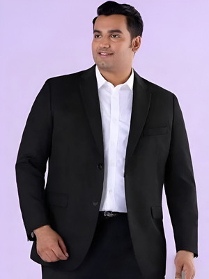 CADMON Solid Single Breasted Casual Men Blazer(Black)