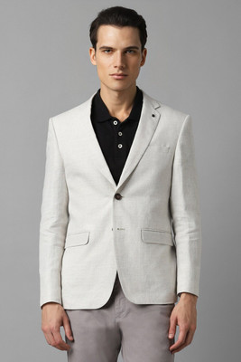LOUIS PHILIPPE Self Design Single Breasted Formal Men Blazer(Grey)