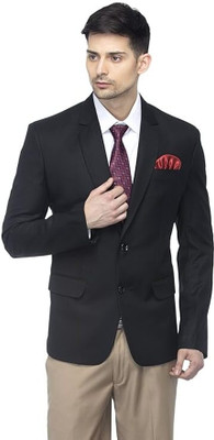 ato Solid Single Breasted Casual, Party, Festive & Wedding, Formal, Wedding Men Blazer(Black)