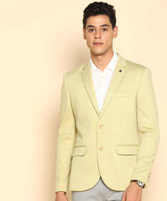 KILLER Solid Single Breasted Casual Men Blazer(Yellow)