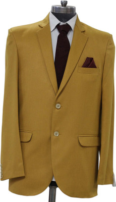 gargian master cut Solid Single Breasted Formal, Party Men Blazer(Yellow)