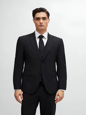 CADMON Solid Single Breasted Casual Men Blazer(Black)