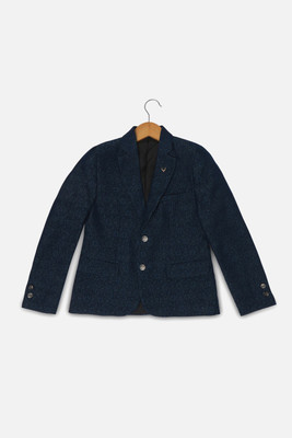 Allen Solly Printed Single Breasted Party Boys Blazer(Dark Blue)