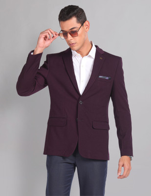 AD by Arvind Solid Single Breasted Casual Men Blazer(Red)