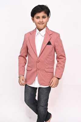 ATLY Solid Single Breasted Festive & Wedding, Festive, Wedding, Casual Boys Blazer(Pink)