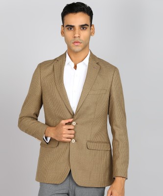 Raymond Houndstooth Single Breasted Formal Men Blazer(Yellow)