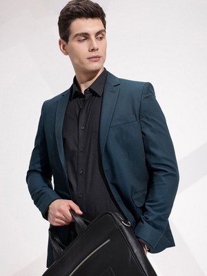 INVICTUS Solid Double Breasted Formal Men Blazer(Blue)