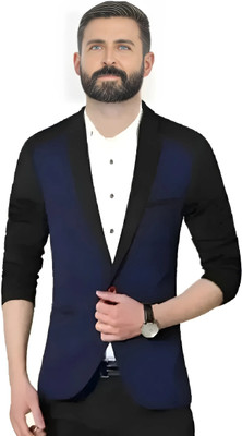 Fijuca Fashion Solid Single Breasted Casual, Formal, Party, Festive & Wedding Men Blazer(Dark Blue)