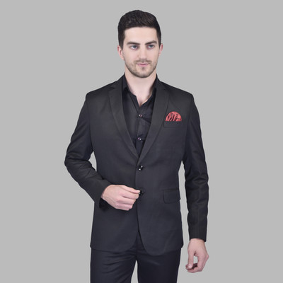 METRONAUT Solid Single Breasted Casual Men Blazer(Black)