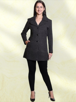 TROO BLUE Solid Double Breasted Casual Women Blazer(Black)