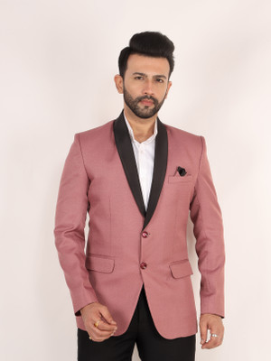 Raxon Solid Tuxedo Style Casual, Formal, Wedding Men Blazer(Pink)