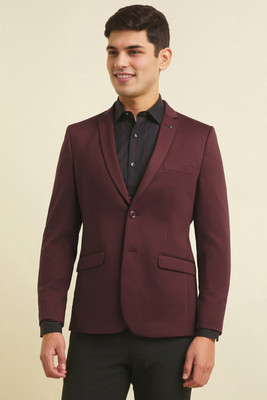 Allen Solly Solid Single Breasted Formal Men Blazer(Maroon)