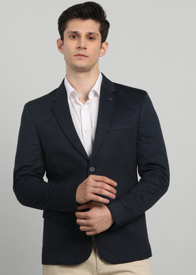 KILLER Solid Single Breasted Casual Men Blazer(Blue)