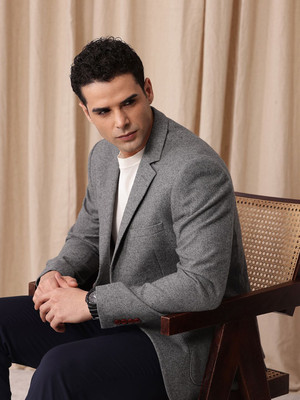 Mr Bowerbird Solid Single Breasted Casual Men Blazer(Grey)