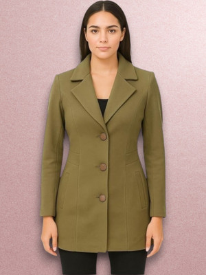 Pepzo Solid Double Breasted Casual Women Blazer(Green)
