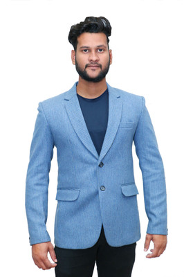 BHSTYLE Solid Tuxedo Style Formal Men Blazer(Blue)